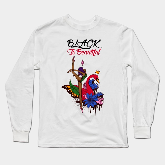 Multicolored Dancing Beauty - Black Is Beautiful Long Sleeve T-Shirt by kenallouis